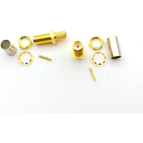 1000pcs brass SMA Female Crimp Connector for Coaxial RG58 LMR195 cable adapter