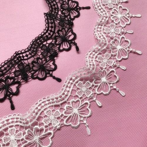 19yards width 6.5cm black flower polyester water soluble embroidery lace trim childrens clothing decorative sewing accessories
