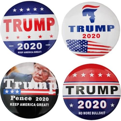2020 Trump Brooch Pins Dome Lapel Button Badges For 2020 America President Election Decoration Flag