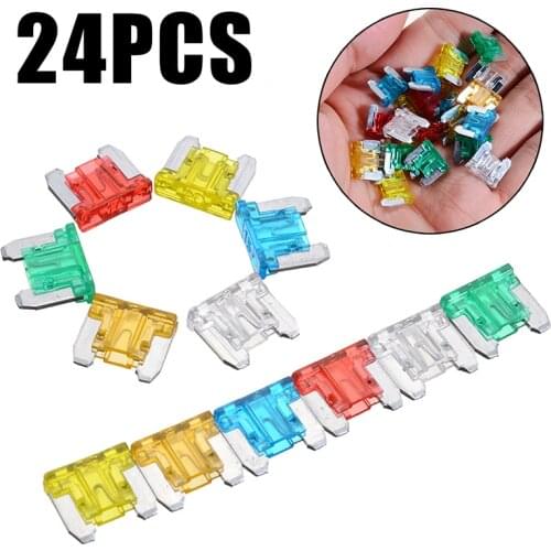 24pcs Electrical Micro Mini Blade Fuses Assorted Kit Common For Auto Car Truck Low Profile Mixed Color 5A-30A
