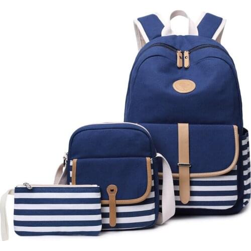3pcs/set Female School Bags for Teenager Girls Canvas Fringe Women Backpack Student Book Bag with Purse Laptop College Backpacks