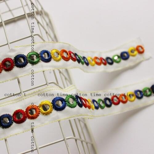 4yards Rainbow Circle Mirro Trim Boho lace Multicolour Gypsy Lace Sawing Accessory for fashion cloth Bags home deco accessory