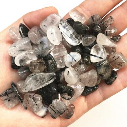 50g 2 Size Natural Black Hair Quartz Rutilated Crystal Rock Chip Healing Reiki Natural Quartz Crystals