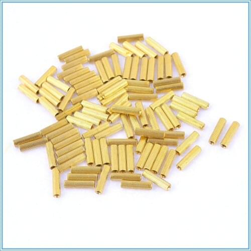 50Pcs copper nuts M2x 2 3 4 5 6 7 8 9 10 11 12 13 14 15-25mm Cylinder Female Threaded Brass Standoff Spacer Pillars