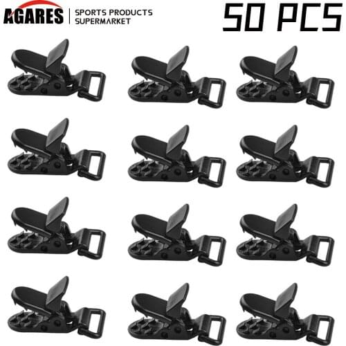50pcs Tent Awning Fixing Clamp Grip outdoor backpack strap clasp Quickdraw Carabiner camp bottle hanger tactical holder hook