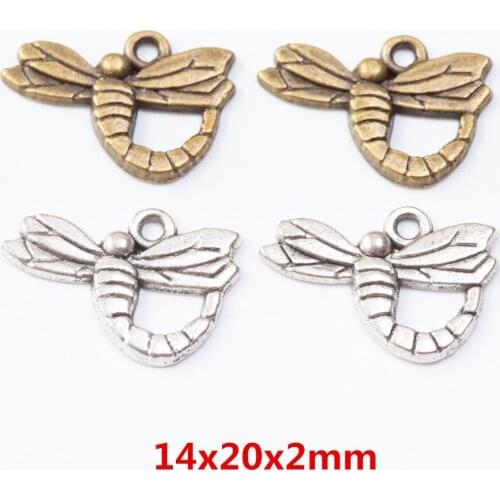 60 pieces of retro metal zinc alloy dragonfly pendant for DIY handmade jewelry necklace making 7344