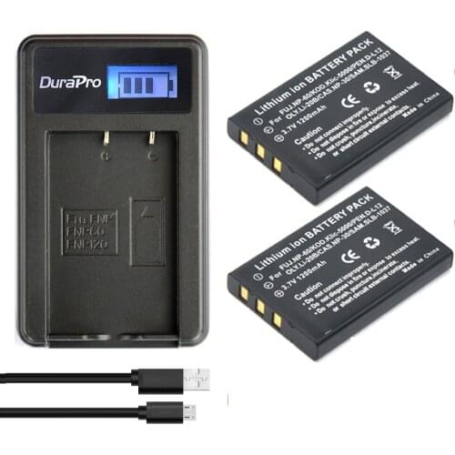 2pc 1200mAh NP-60 NP 60 NP60 Battery+ LCD USB Charger for Samsung SLB-1037 for Fujifilm NP-60 Kodak KLIC-5000 for Olympus Li-20B