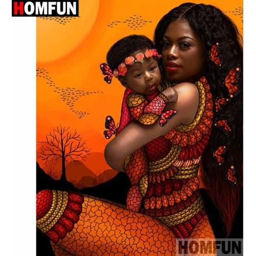 HOMFUN Full Square/Round Drill 5D DIY Diamond Painting "Mother child" 3D Diamond Embroidery Cross Stitch Home Decor A20270