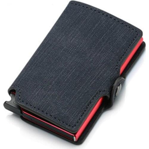 Bycobecy 2019 Carbon Fiber Card Holders Wallet Men Brand Leather Mini Slim Wallet Money Bag Metal RFID Women Thin Smart Wallet