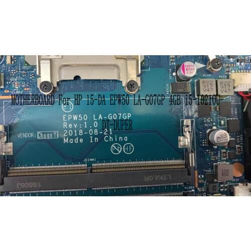 FAST SHIPPING. 100% FUNCTIONS. EPW50 LA-G07GP For HP 15-DA LAPTOP MOTHERBOARD ,ONBOARD CPU i5-10210U +GPU