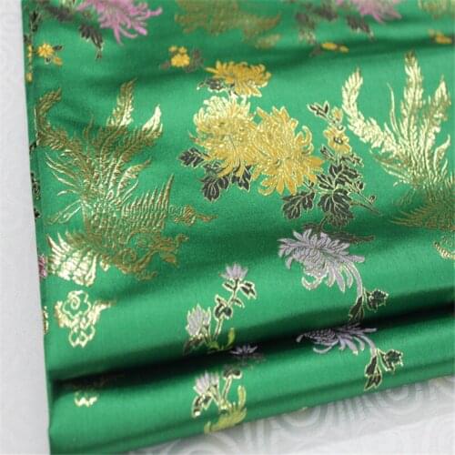 CF900 Green Base Chrysanthemum Purl Chinese Style Jacquard Brocades Fabric Cheongsam Fabric Festival DIY Fabric Sewing Materials