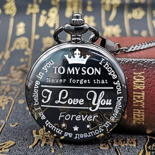 Steampunk Retro Vintage Quartz Roman Numerals Pocket Watch 'TO MY SON' Boys Watch Gift Dropshipping