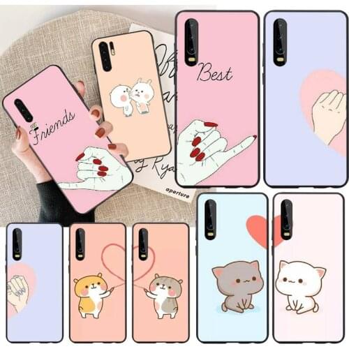 PENGHUWAN Lovers Best Friends Couple Cover Soft Silicone Phone Case Cover for Huawei Honor 20 10 9 8 8x 8c 9x 7c 7a Lite view