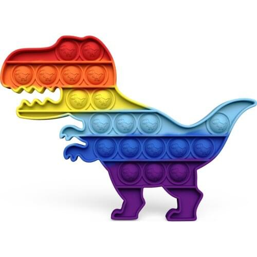 Hot Sale Rainbow Dinosaur Animal Fidget Toy Push Bubble Stress Sensory Toy Relief Anti-stress Simple Game Antistress Toys Kids