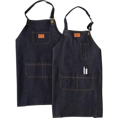Apron Denim Oil-proof Cooking Gown Kitchen Household Adult Men and Women Waist Waist Can Be Wiped