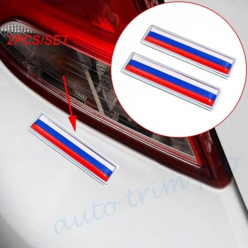 2pcs Chrome Car Truck Window Fender Trim Russia RU Country Nation Flag Badge Emblem 3D Sticker Decal