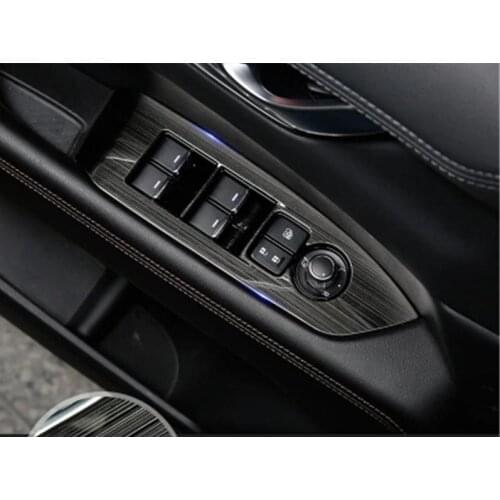 Interior stainless steel window glass lift switch decorative trim For Mazda CX-5 2017 2018 2019 Second generation Car styling