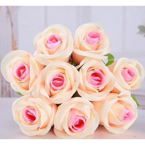 Champagne Artificial Flowers Rose Decor Latex Rose Real Touch Silk Flowers Floral Wedding Bouquet Home Party Design Flowers