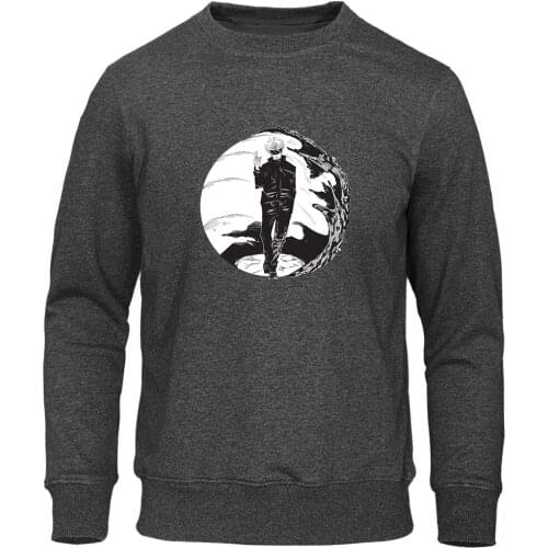 Jujutsu Kaisen Gojo Printing Mens Sweatshirt Fashion Anime Mens Pullovers Street Harajuku Streetwear Warm Loose Hoodie Male