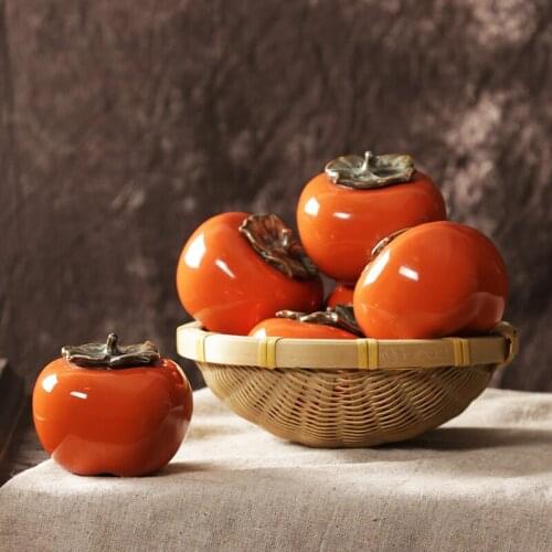 Tea Caddy Tea Cans Creative Persimmon Shape Storage Container Ornaments Sealed Canister for Restaurant Hotel