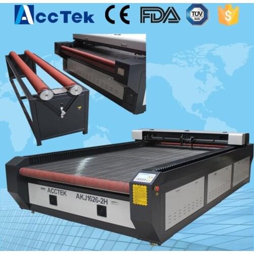 AKJ1626 Conveyor Table cost-effective paper laser cutting machine for leather clothes blanket fabric cutting from China
