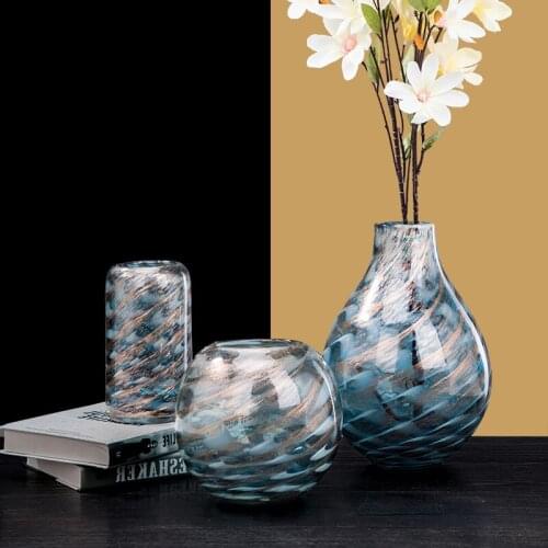 Brief abstract blue office art vase Exquisite colorful living room Spherical cylindrical decorative vases