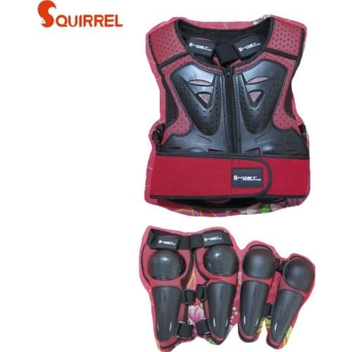 Red Kids Body Protect Vest Armor Motocross Riding Cycling Protector Jacket Roller skating Knee elbow guard