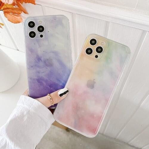 Colorful Gradient watercolor Transparent Cases For iPhone 11 Pro Max 7 8 Plus X XR XS 12 12Pro Art graffiti Phone Case Cover