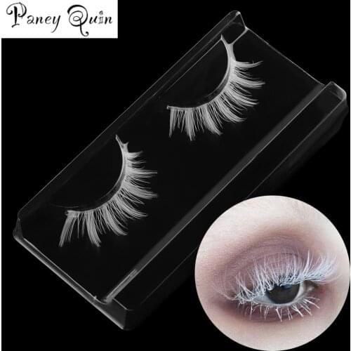 1pairs Hot Fashion White Eyelashes Cosplay Makeup Natural Long Eyelashes Extension Cross Strip False Eye Lashes Beauty Tools