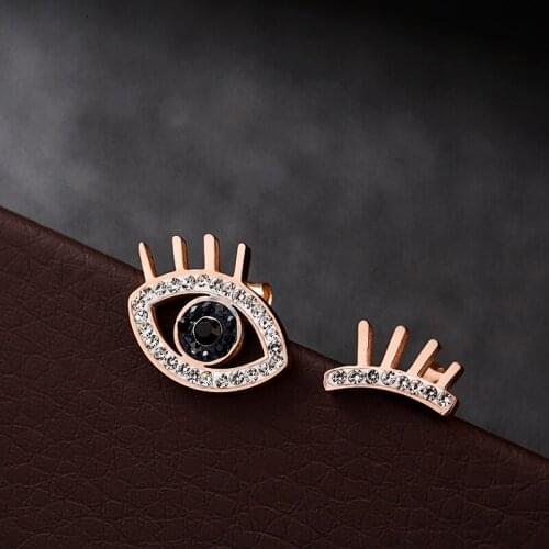 Fashion Black Evil Eye Stainless Steel Stud Earring Acero Inoxidable Joyeria Pendientes Gifts for Women Accessories Dropshopping