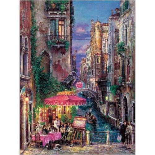 Romantic Town Scenic Bedroom Large format Embroidery Crafts Needlework 14CT Unprinted DIY Cross Stitch Kits Handmade Decor