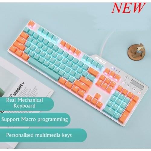 New Ajazz Assassin AK35I Ergonomic Multimedia USB Wired Mechanical Keyboard Notebook Desktop Keyboard White Backlight