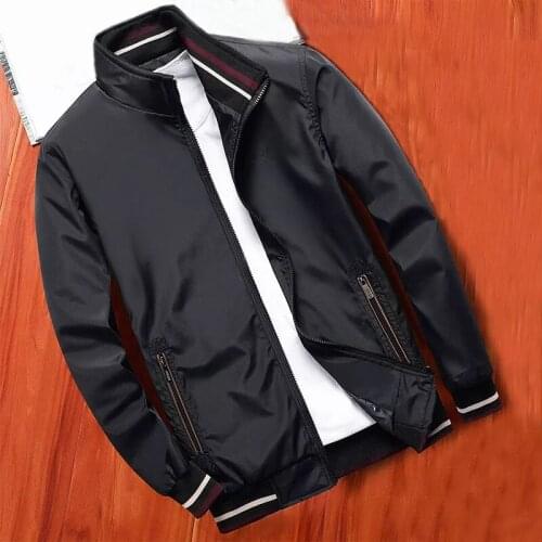 New autumn Men Jacket Casual Solid Color Coats Stand Collar Business Jacket Brand Clothing Male Outwear Plus Size zipper