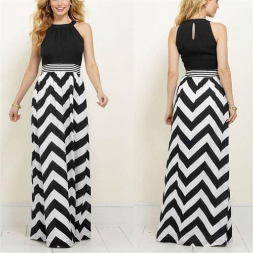 Women New Sexy Spaghetti Dress Summer Boho Stripe print Beach Party Ladies Dress Europe America Female Backless Long Maxi Dress