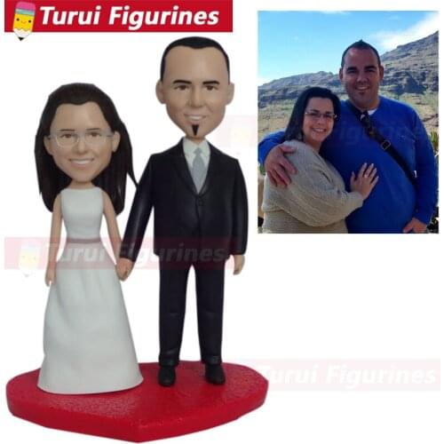 Polymer clay bobblehead wedding cake toppers figurines 3d figurine maker sculpture home decorations people face to figurines dol