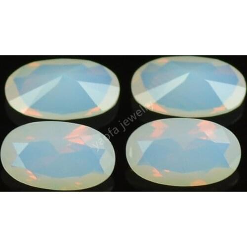 Wholesale 5A 2x3~13x18mm Oval Shape Brilliant Cut Semi Transparent Nano White Opal Stone Synthetic Gems For Jewelry Wax Setting