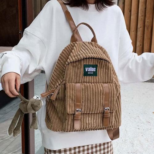 Autumn And Winter Corduroy Backpack Womens 2019 New Style Korean-style INS Fashion GIRLS Backpack Versatile Campus School Bag