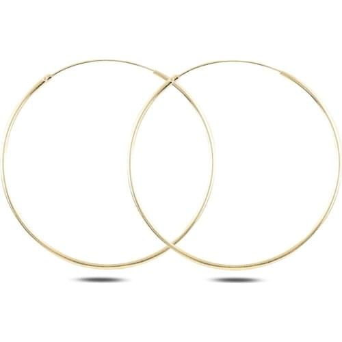 Silver 925 Sterling 40mm Simple Ring Earrings