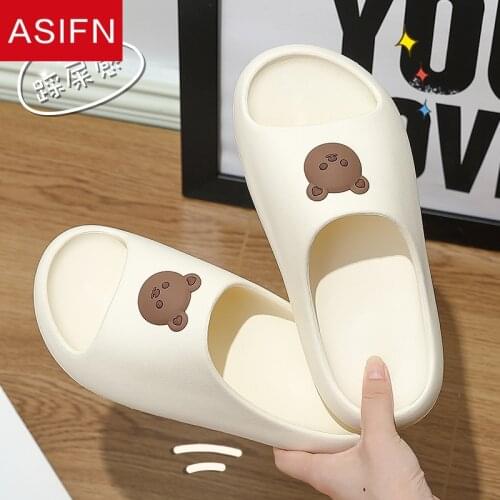 ASIFN Cute Ladies Beach Slides Women Flat Slippers Summer Flip Flops Men Print Mules Luxury Brand Soft Sole Home Female Slides