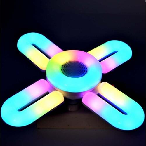 Folding LED Bulb Lamps Ampoule E27 RGB AC175-265V 48W Bluetooth Speaker Remote Control Lighting for Home Magic Timing Function