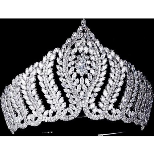 Royal Zircon Tiaras for Queen Sparkling Full Crystal Women Crowns for Wedding Pageant Prom Party Birthday