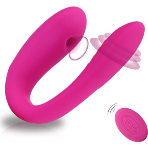 U-shaped suction cup double vibrator clitoral stimulator dildo female wireless remote control adult couple sex toy