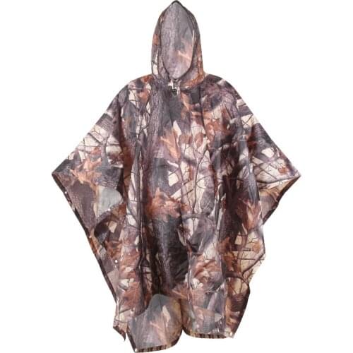 Waterproof Rain Poncho Rain Cape, Poncho / Camping Mat / 3 in 1 Multifunctional Camping Shade for Outdoor Hiking (Camouflage)