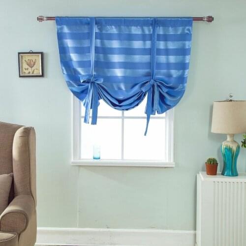 Pastoral Style Blackout Tie-up Roman Curtain Window Balloon Curtain Shade Balcony Cafe Kitchen Decoration