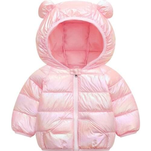 0-5 years winter children clothing Baby Girls Colorful Shiny Autumn Jacket Coat Kids Warm Hooded Outerwear Cute Children Clothes