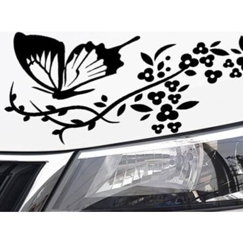 1pc Flying Butterfly Flower Car Sticker Beautiful Car Door Window Sticker Decal Self-adhesive tape Accessory Decor Car Sticker
