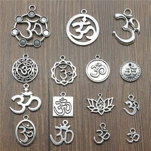 10pcs Charms Om Vintage Antique Silver Color Om Pendant Charms Yoga Om Charms Jewelry Accessories