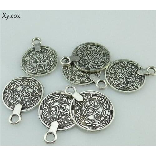 10pcs Vintage Alloy Antique Silver Plated Coin Pendant fit Earring Necklace