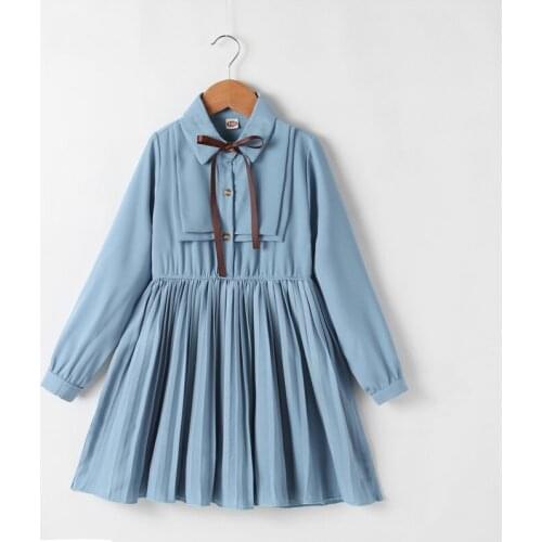 2020 Spring Autumn Baby Girl Princess Dress Old Fashion Bow Dress Kids Birthday Clothes Pleated Dress Kids Dress Costumes