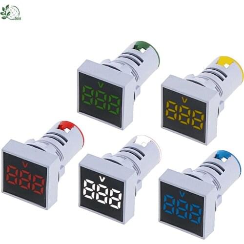 22MM Measuring range AC 12-500V Voltmeter Square Panel LED Digital Voltage Meter Indicator Light Output voltage AC22-500V